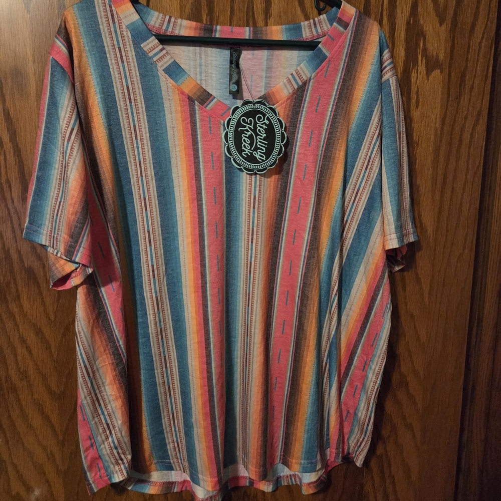 Colorful Striped V-Neck Top